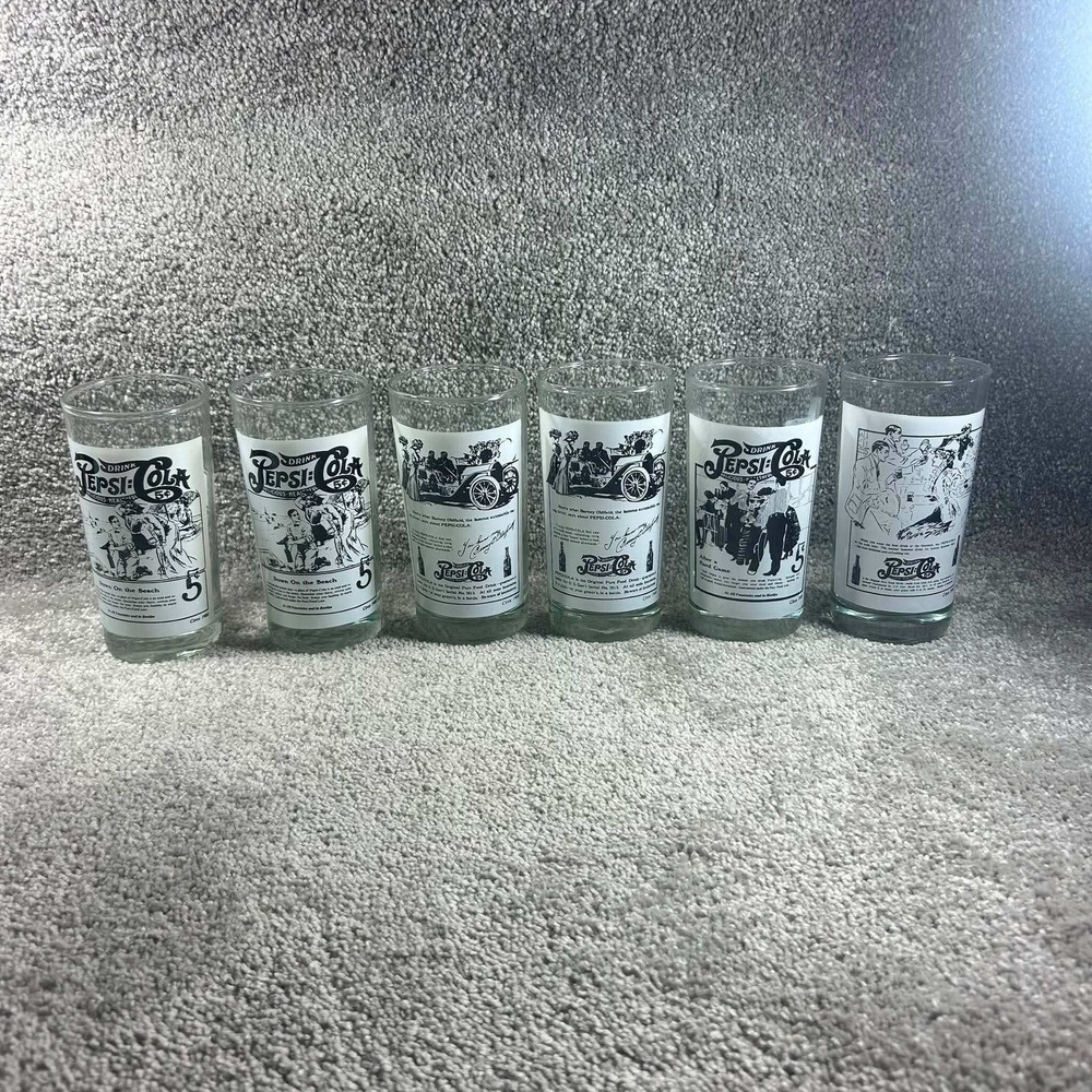 Pepsi Drinking Glasses Vintage 1979 Set of 6 Americana